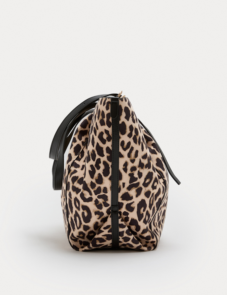 Suedette Animal Print Slouchy Tote Bag