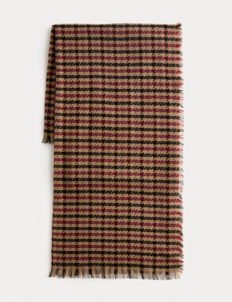 Woven Checked Fringed Scarf