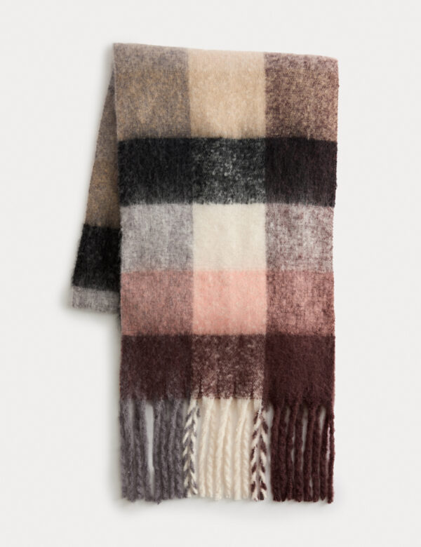 Checked Tassel Scarf