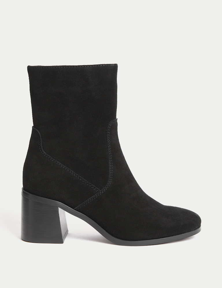 Suede Block Heel Ankle Boots