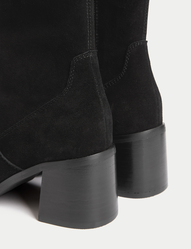 Suede Block Heel Ankle Boots