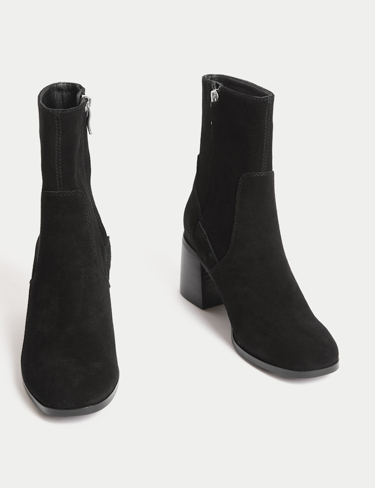 Suede Block Heel Ankle Boots