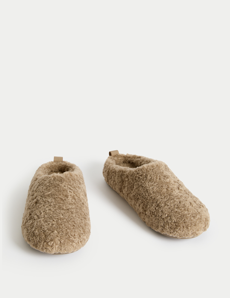 Borg Back Tab Mule Slippers