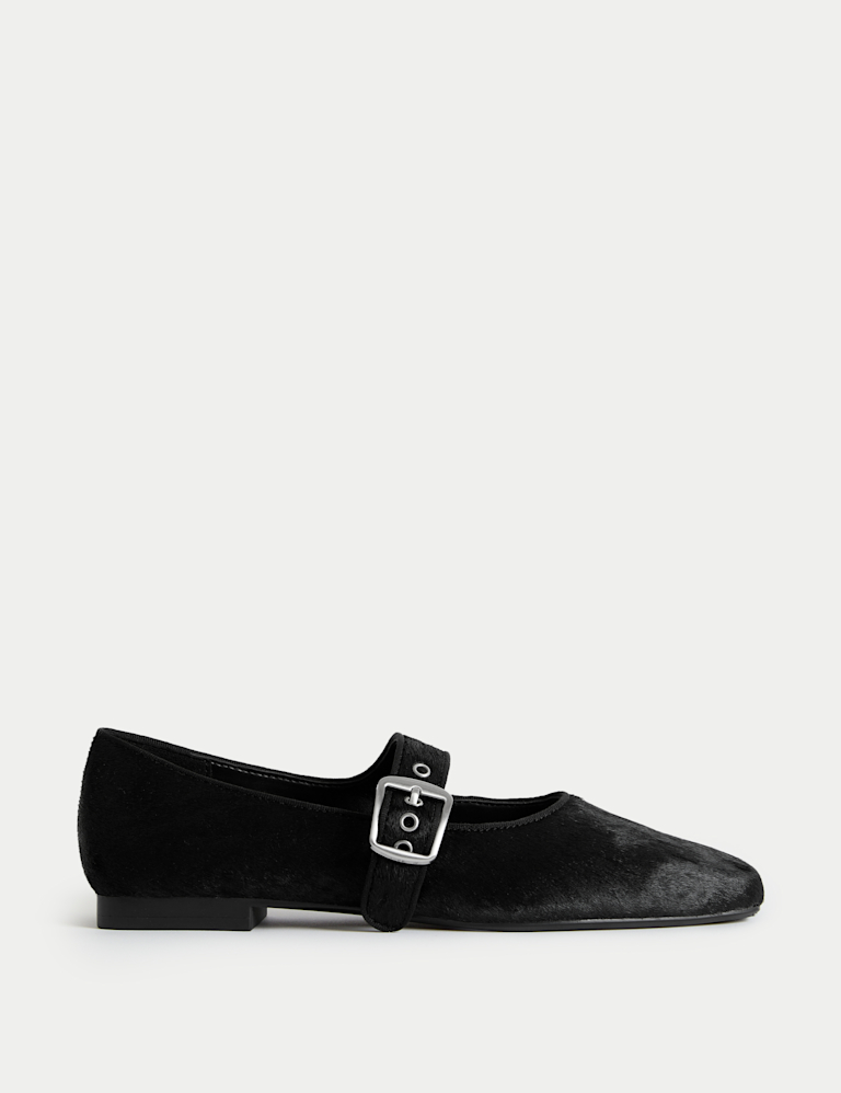 Leather Buckle Flat Ballet Pumps