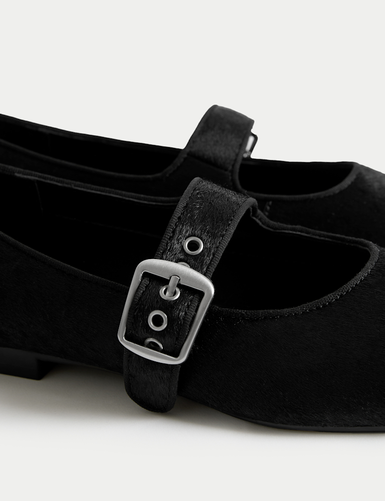Leather Buckle Flat Ballet Pumps