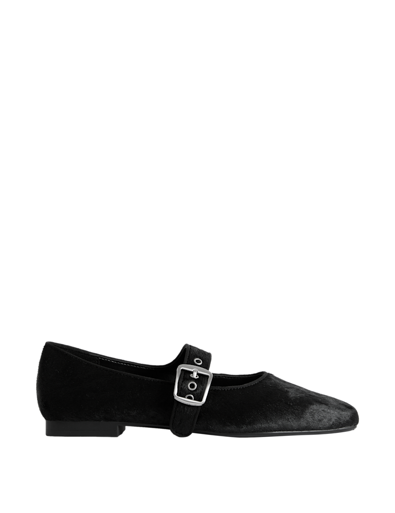 Leather Buckle Flat Ballet Pumps