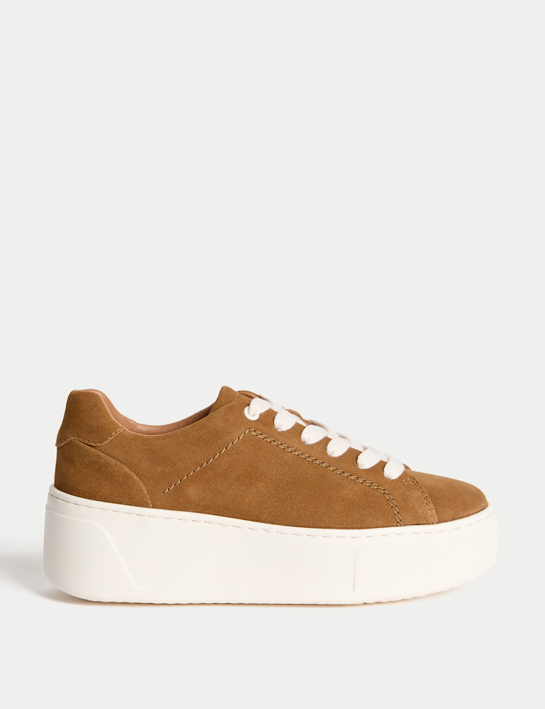 Suede Lace Up Flatform Trainers
