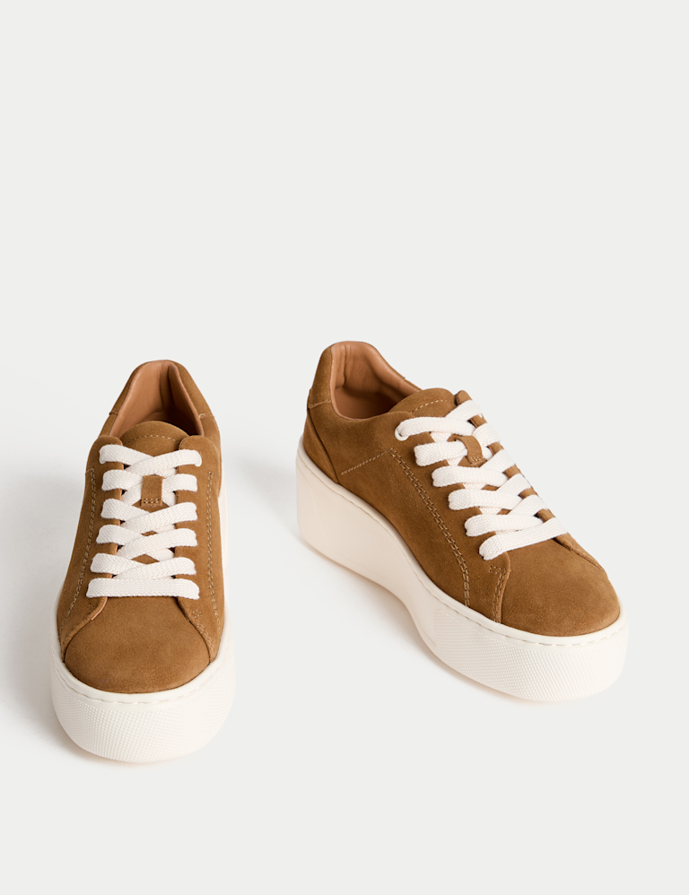 Suede Lace Up Flatform Trainers