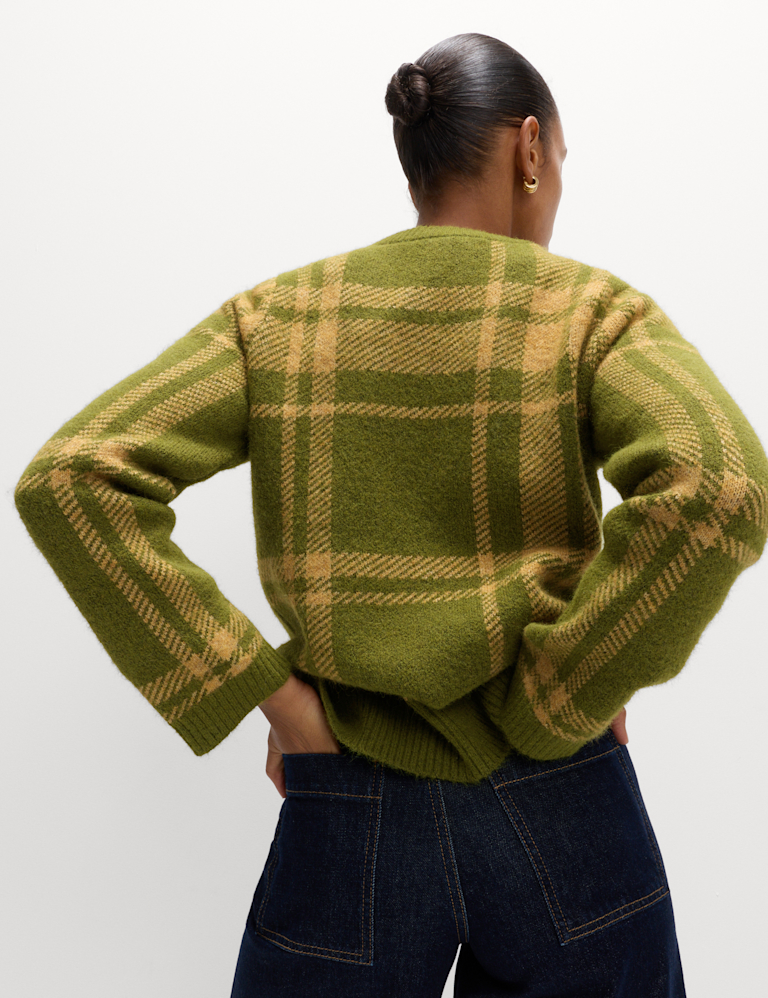 Checked Relaxed Fit Jumper With Wool