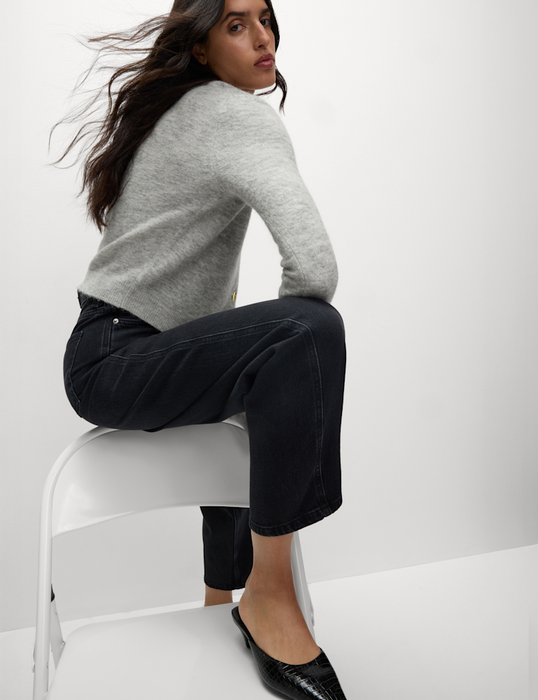 V-Neck Cropped Cardigan with Alpaca