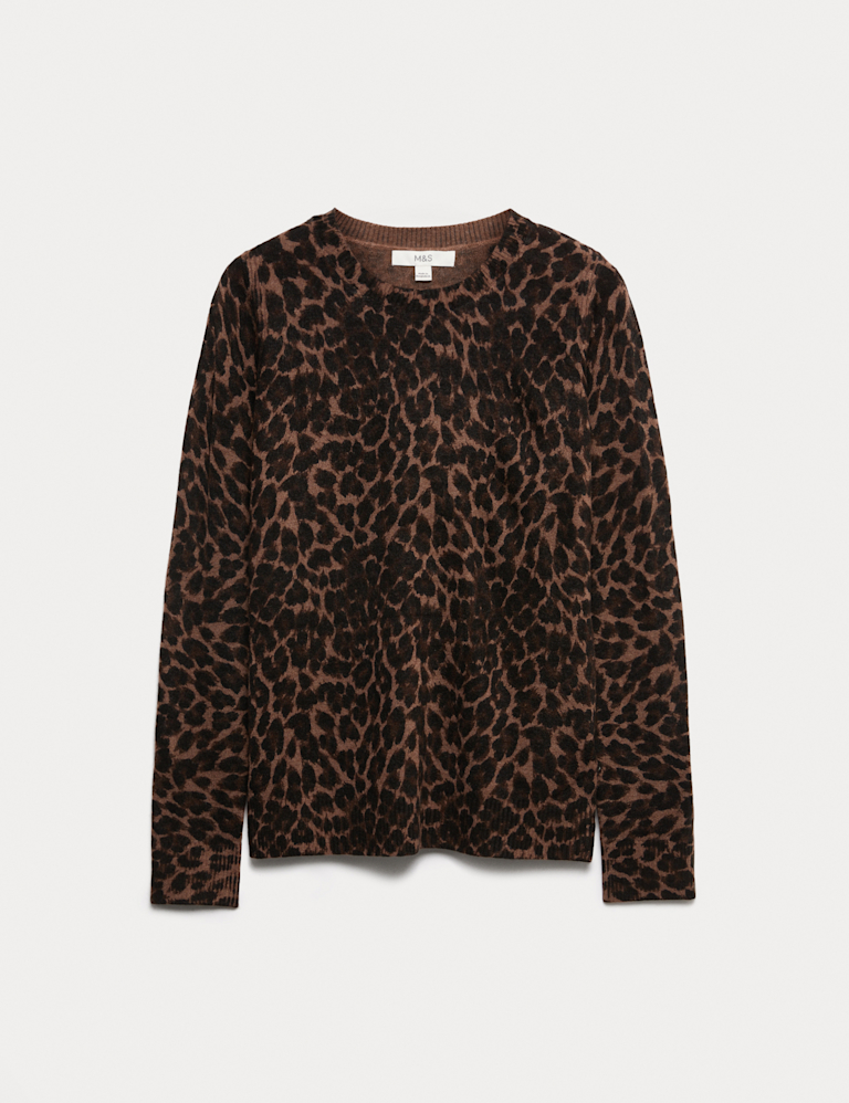 Animal Print Crew Neck Jumper Marks and Spencer Cyprus