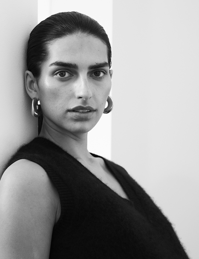 Wool Blend Textured Tabard with Cashmere