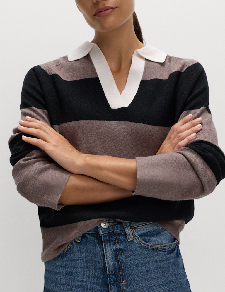 Soft Touch Striped Knitted Rugby Top