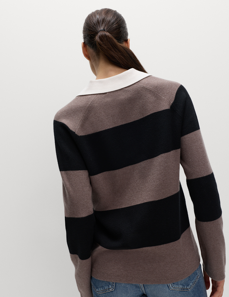 Soft Touch Striped Knitted Rugby Top