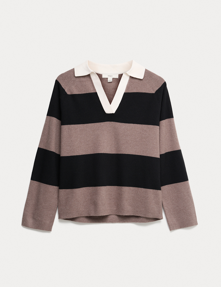 Soft Touch Striped Knitted Rugby Top