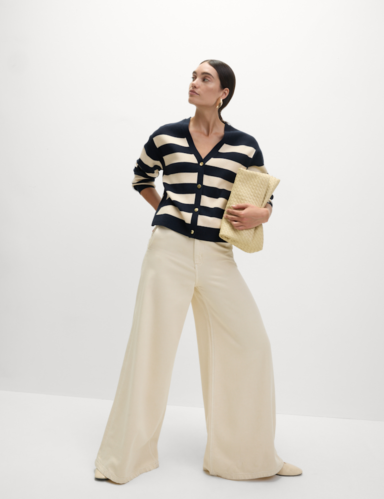 Soft Touch Striped V-Neck Cardigan