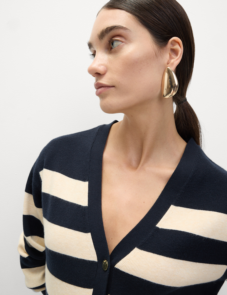 Soft Touch Striped V-Neck Cardigan