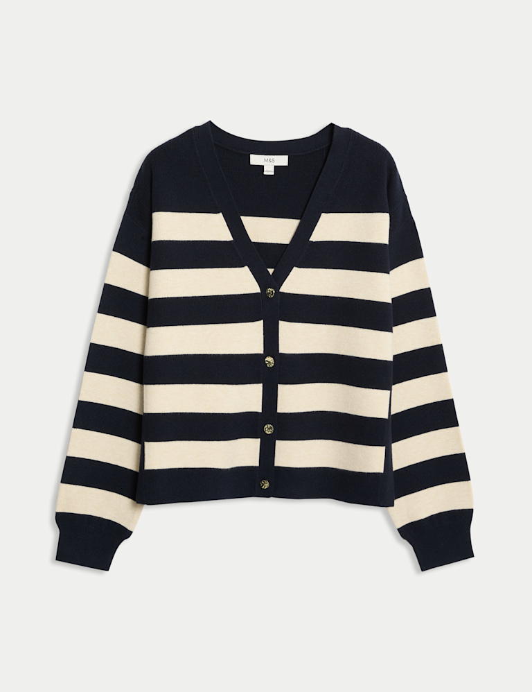 Soft Touch Striped V-Neck Cardigan