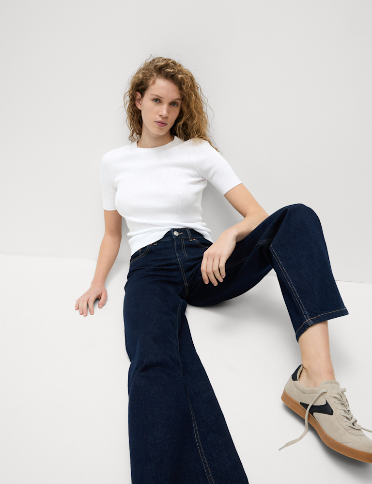 Ribbed Crew Neck Knitted Top Ribbed Crew Neck Knitted Top