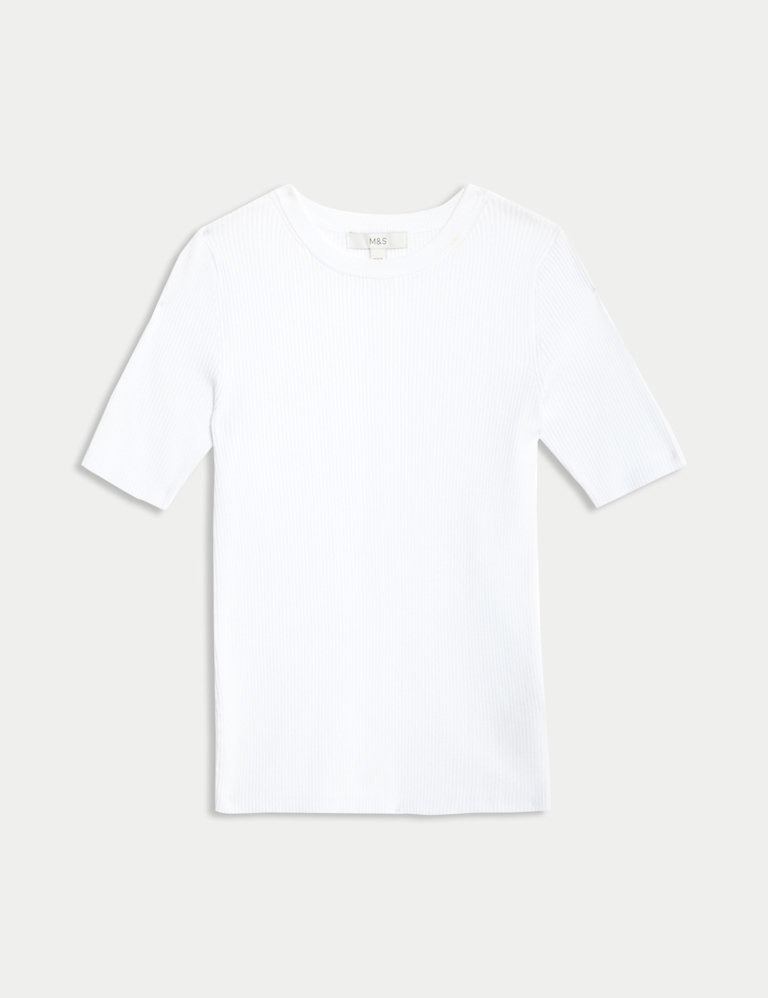 Ribbed Crew Neck Knitted Top