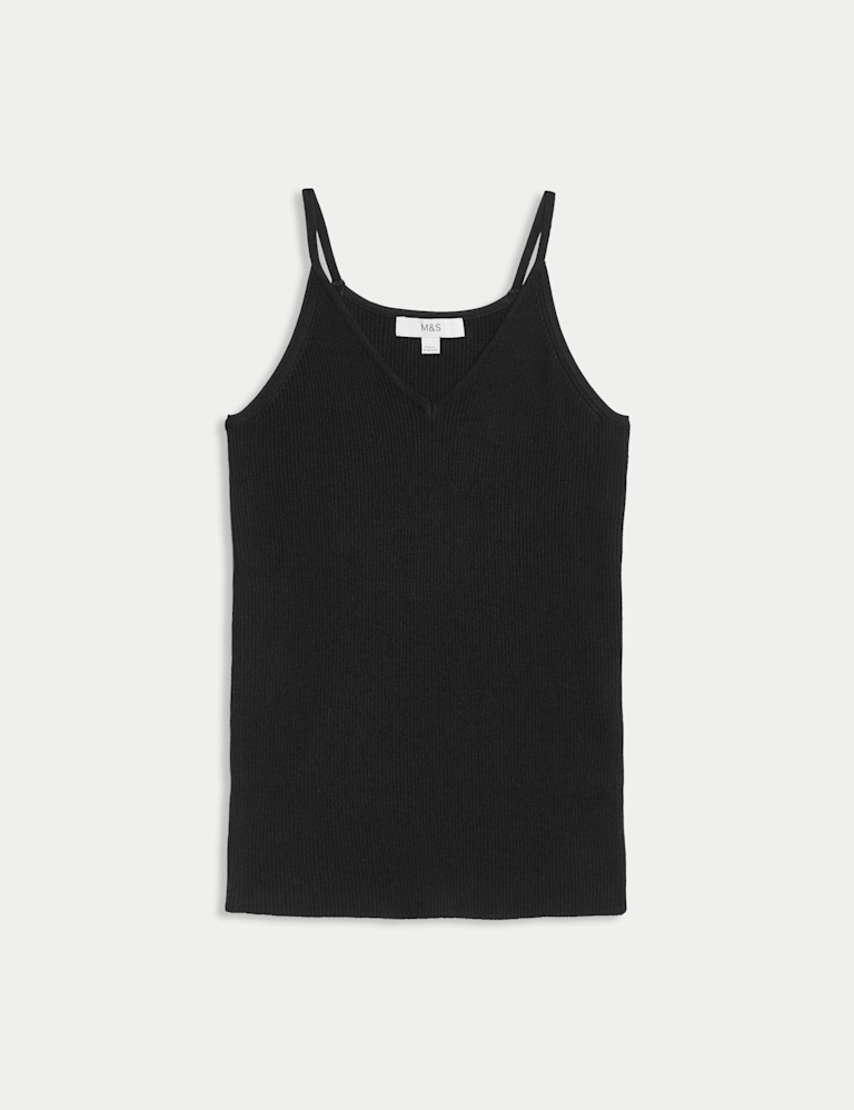 Ribbed V-Neck Slim Fit Knitted Vest