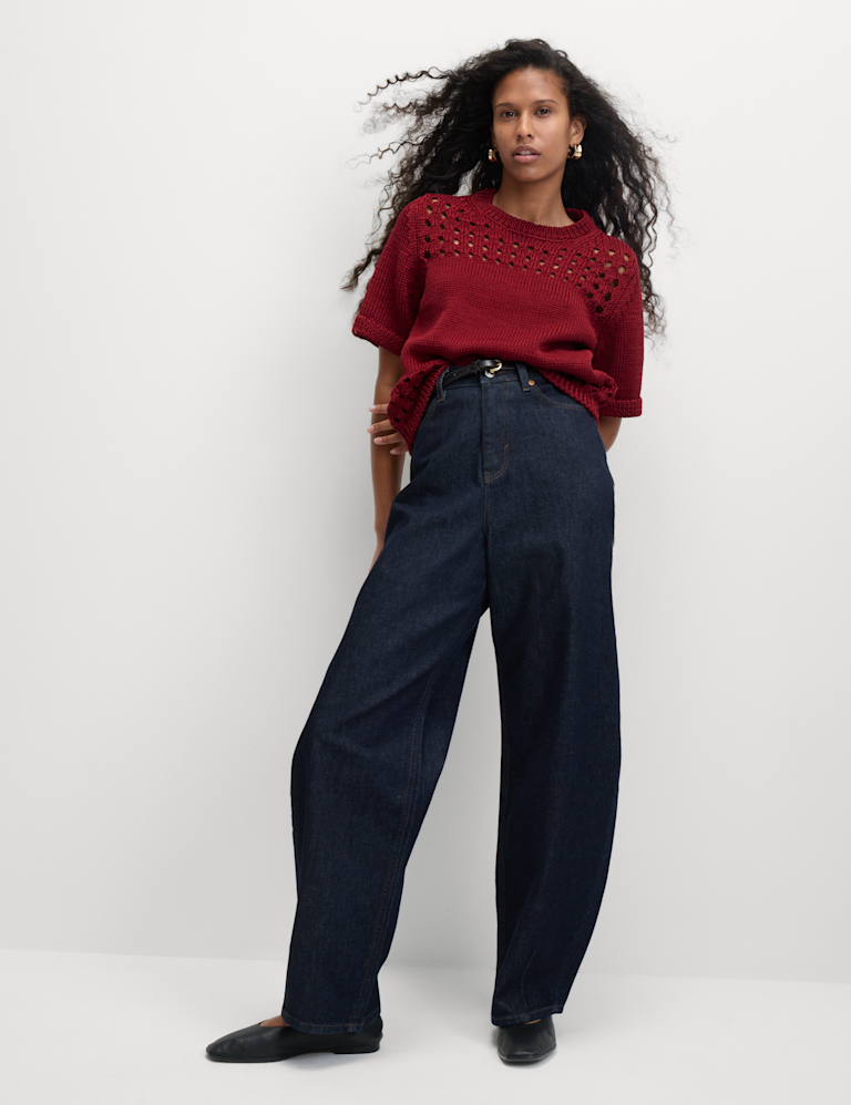 Open Stitch Crew Neck Knitted Top Open Stitch Crew Neck Knitted Top