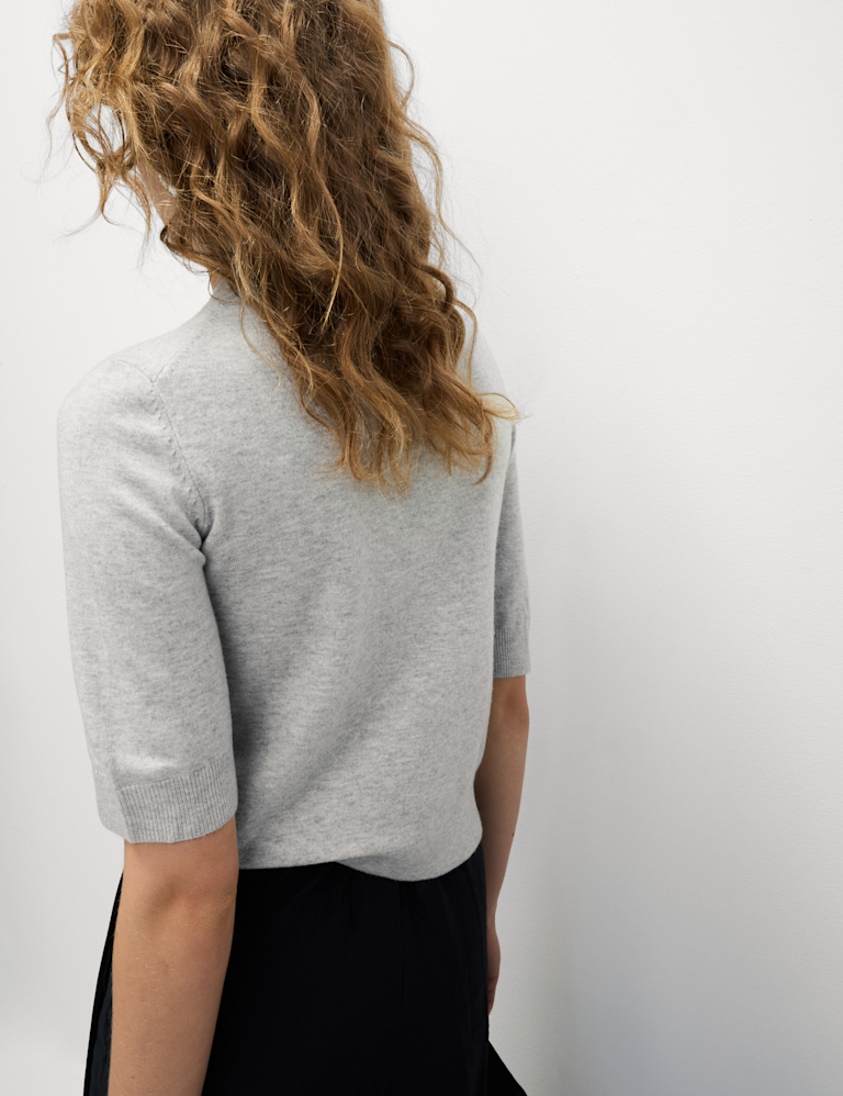 Air-Yarn Button Front Short Sleeve Cropped Cardigan