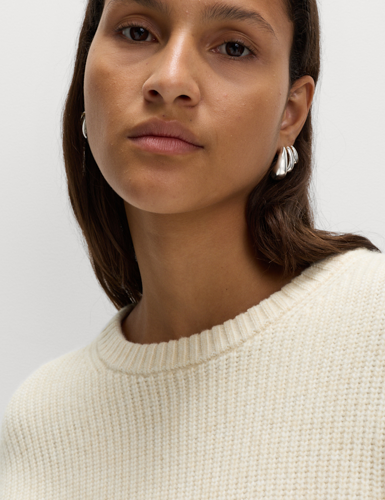 Cloud-Yarn Ribbed Crew Neck Jumper