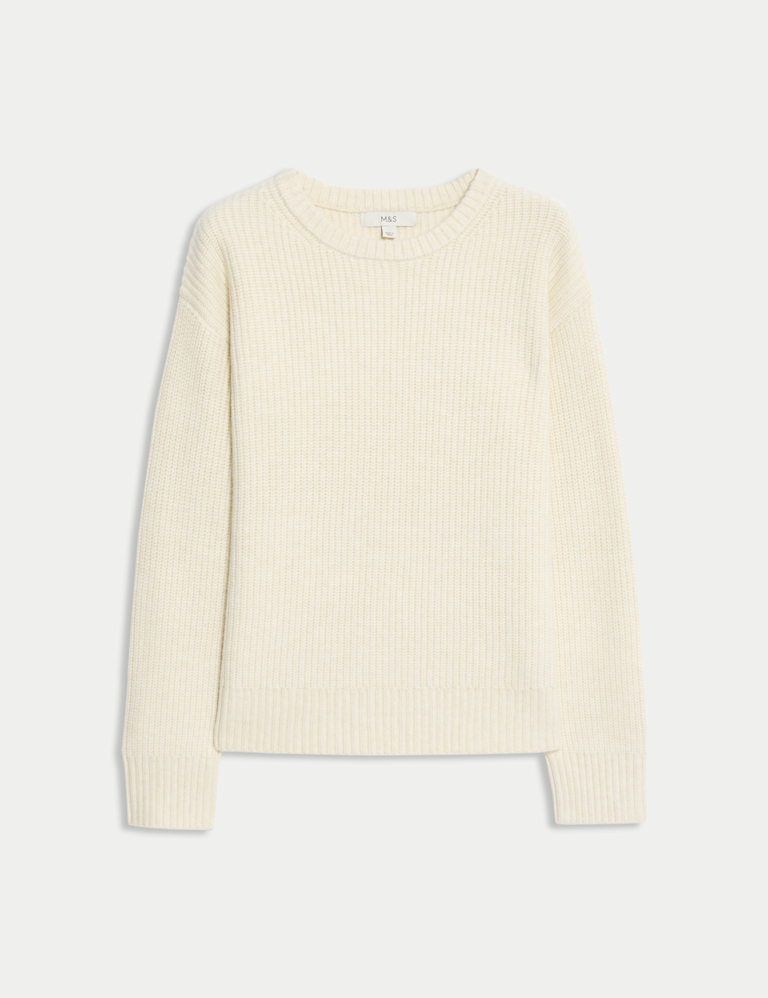 Cloud-Yarn Ribbed Crew Neck Jumper