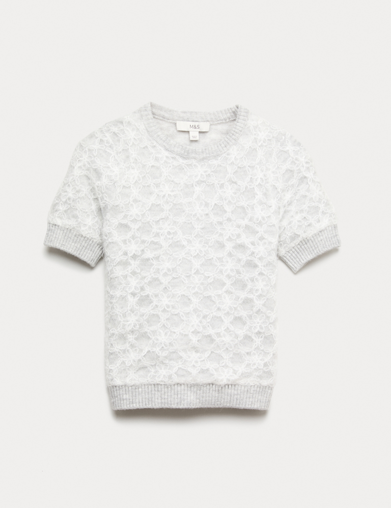 Embellished Crew Neck Knitted Top