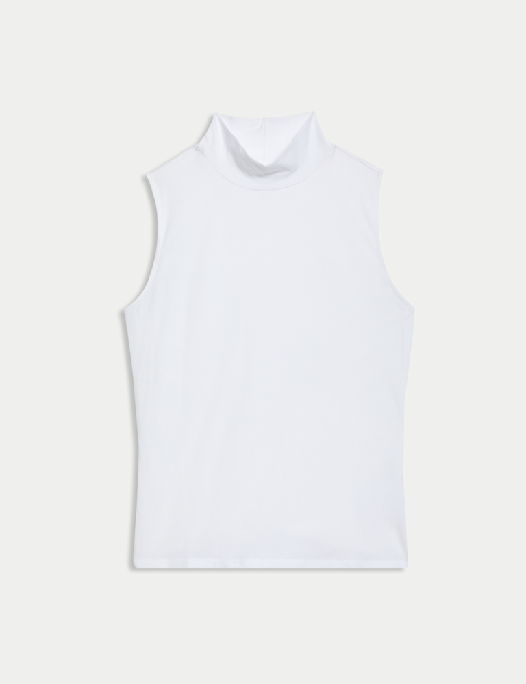 Cotton Rich Funnel Neck Vest Top