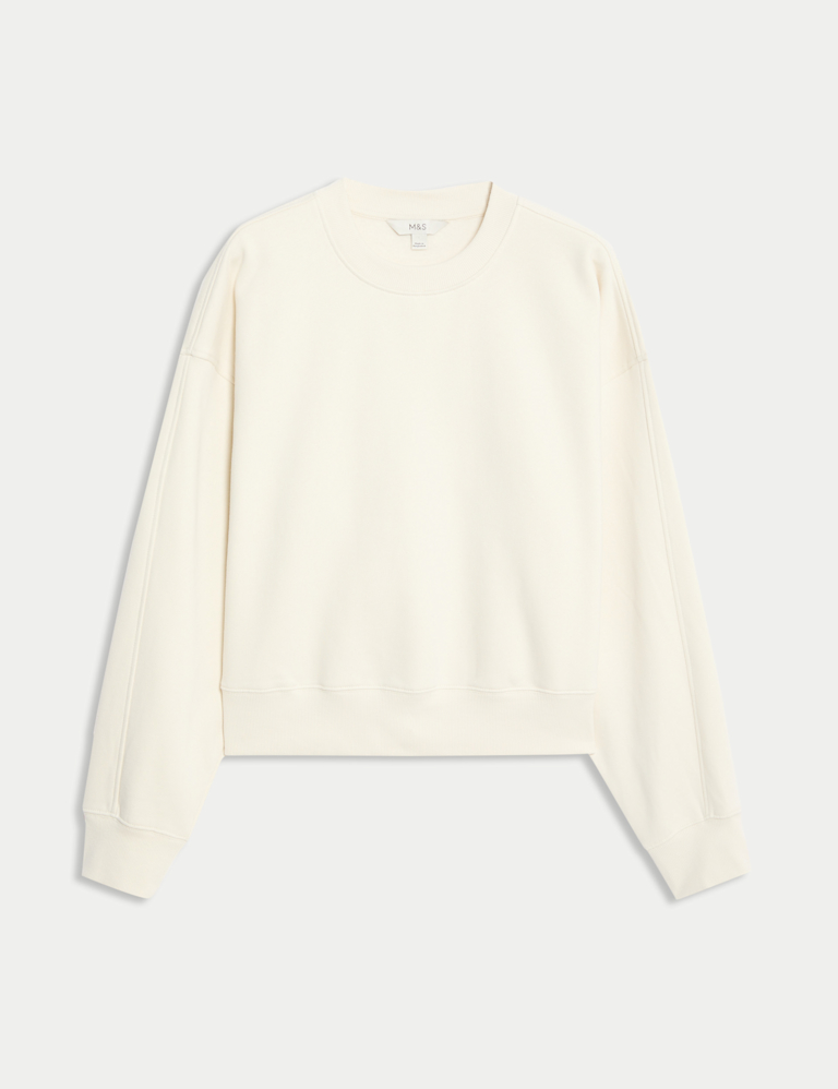 Pure Cotton Garment Dye Cropped Sweatshirt