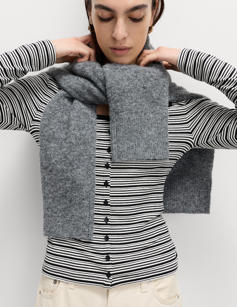 Cotton Rich Scoop Neck Henley Top