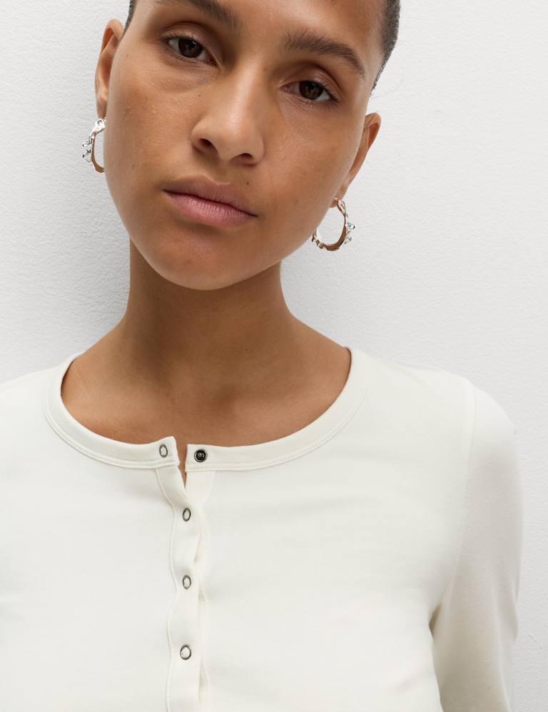 Cotton Rich Garment Dye Henley Top