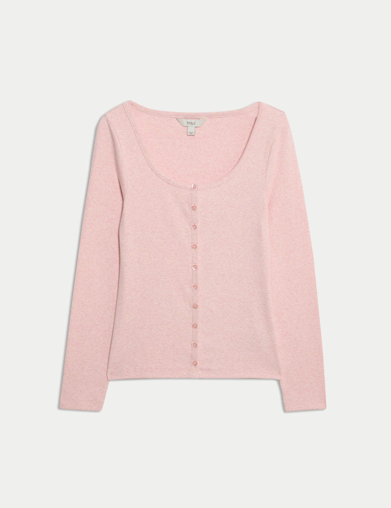 Cotton Rich Scoop Neck Henley Top