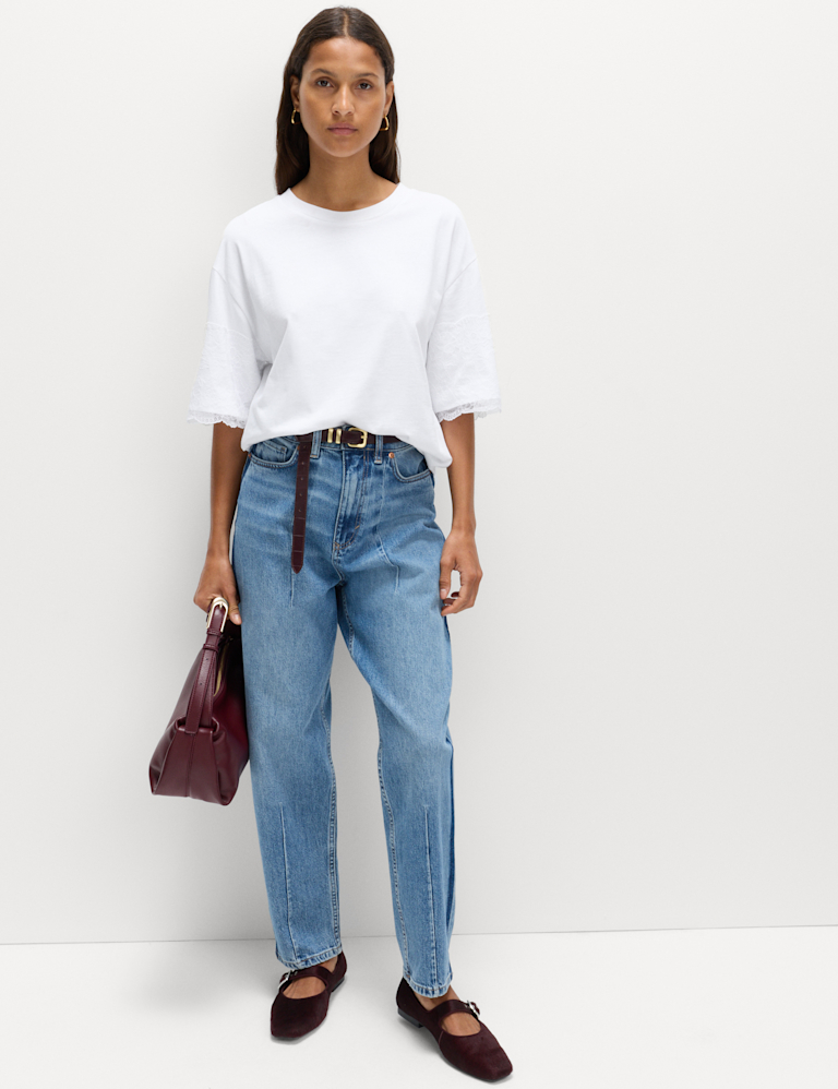 Pure Cotton Lace Sleeve T-Shirt