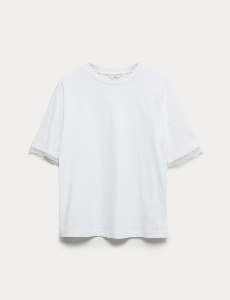 Pure Cotton Lace Sleeve T-Shirt