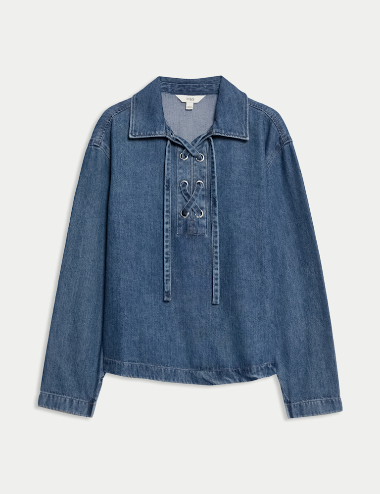 Denim Tie Fastening Blouse