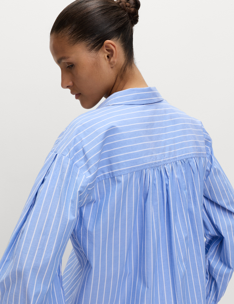 Pure Cotton Striped Boxy Shirt