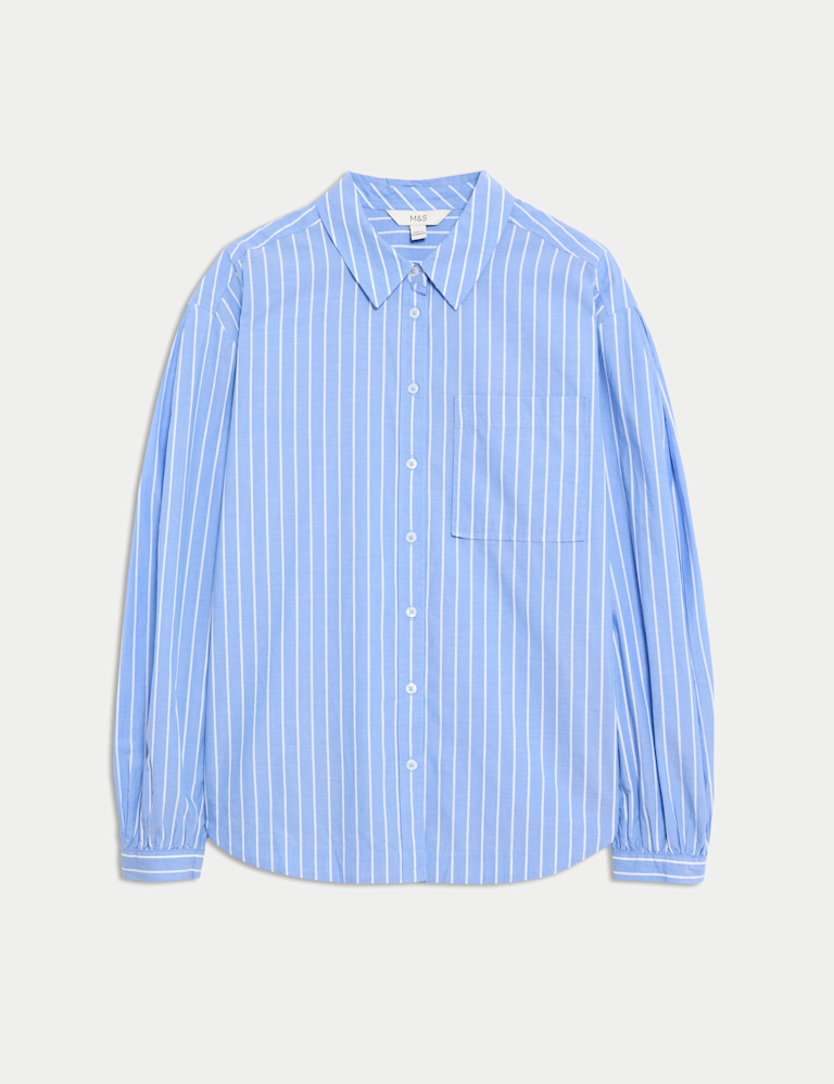 Pure Cotton Striped Boxy Shirt
