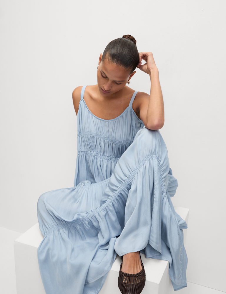 Pintuck Maxi Relaxed Tiered Cami Dress Marks and Spencer Cyprus