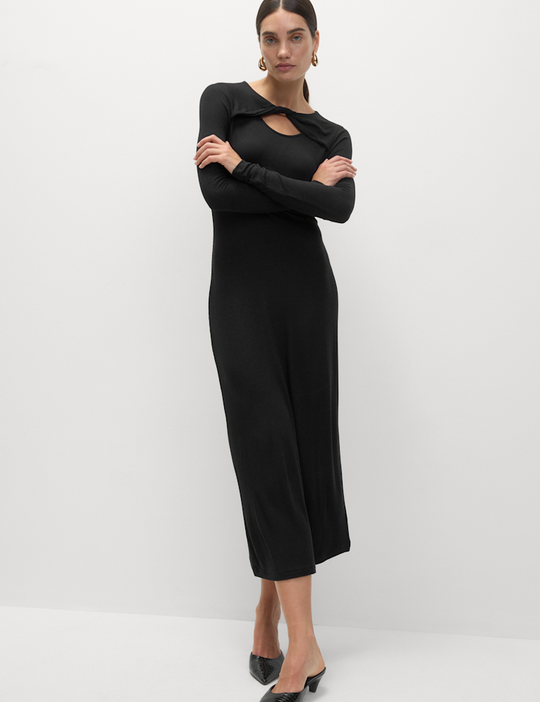 Jersey Ribbed Midi Column Dress Jersey Ribbed Midi Column Dress