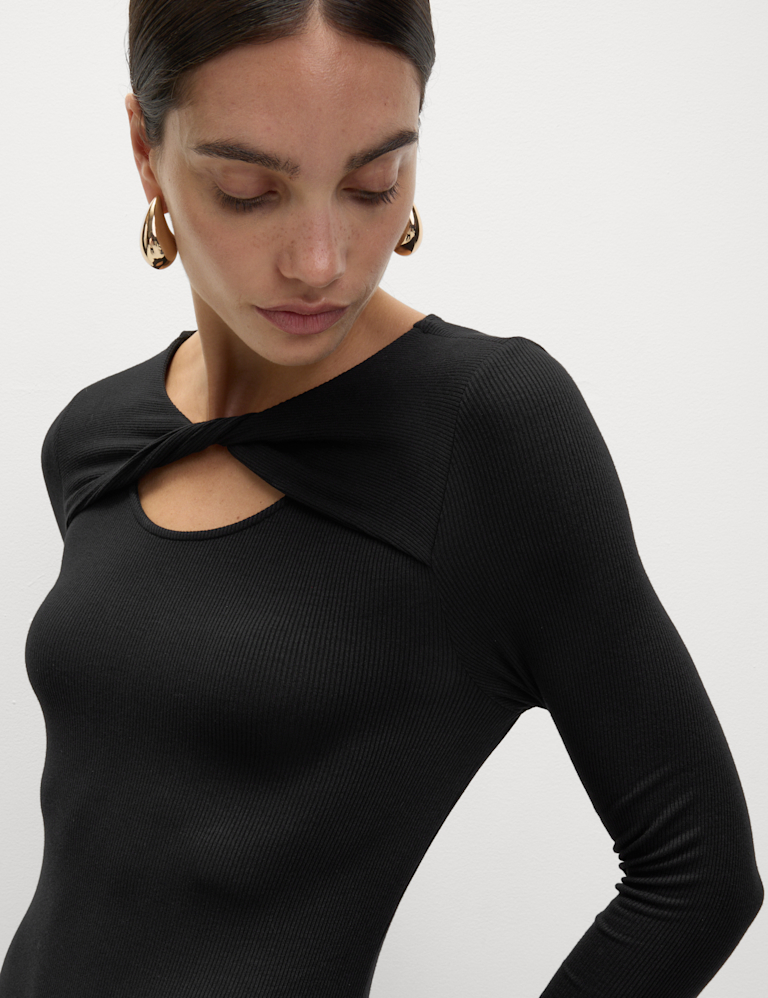 Jersey Ribbed Midi Column Dress