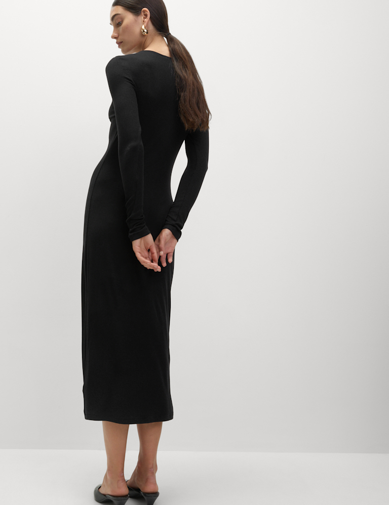 Jersey Ribbed Midi Column Dress