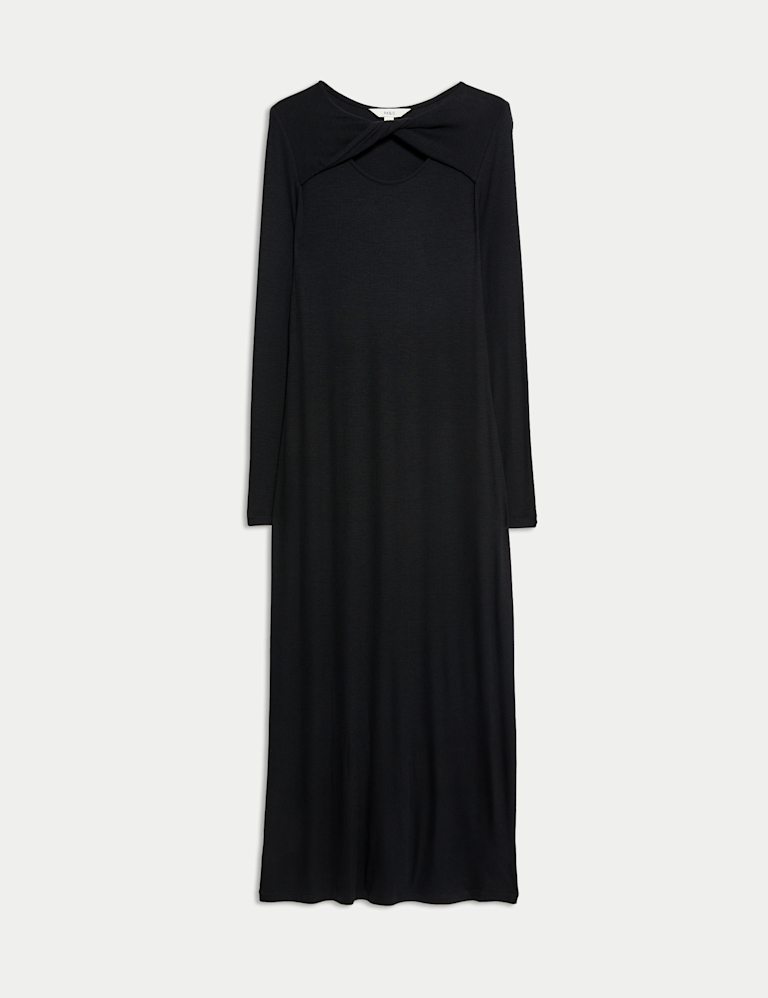 Jersey Ribbed Midi Column Dress