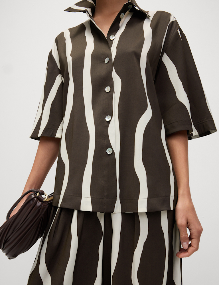 Printed Collared Oversized Resort Shirt