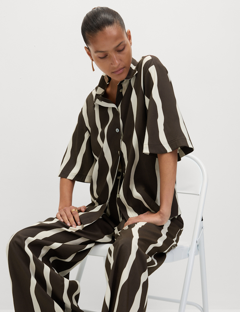 Printed Collared Oversized Resort Shirt