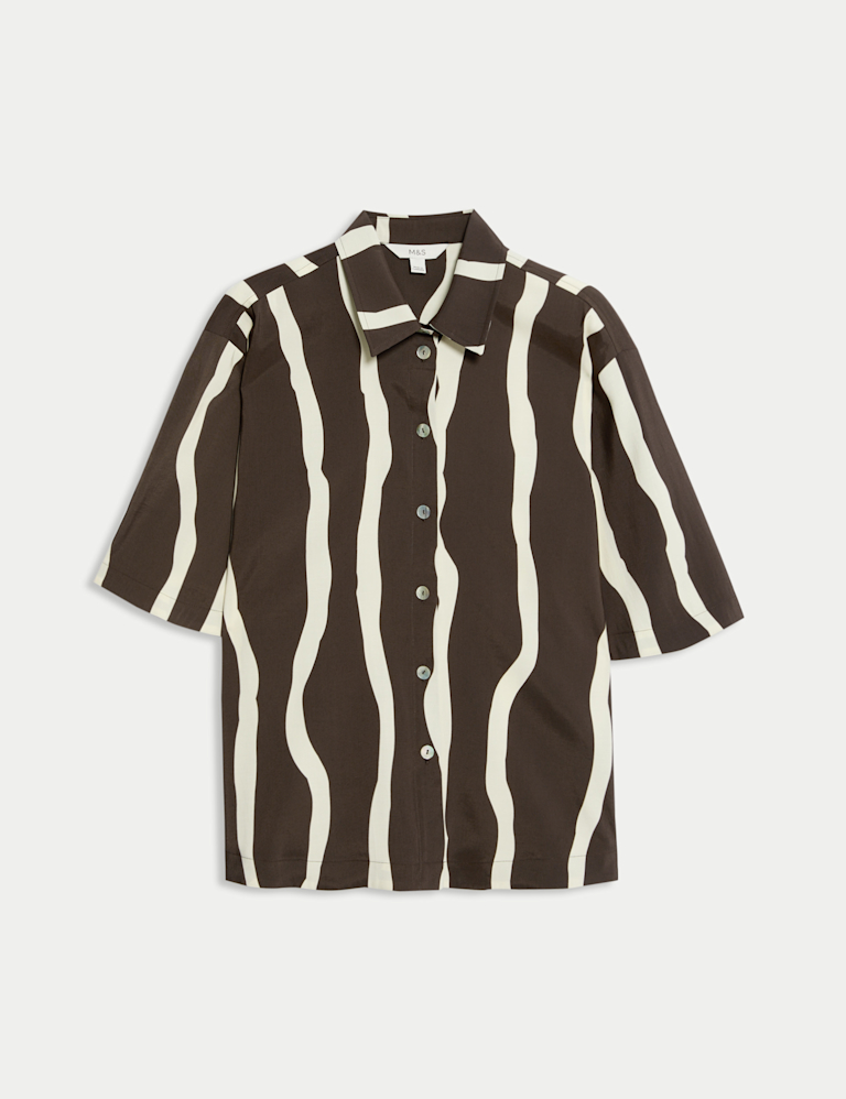 Printed Collared Oversized Resort Shirt