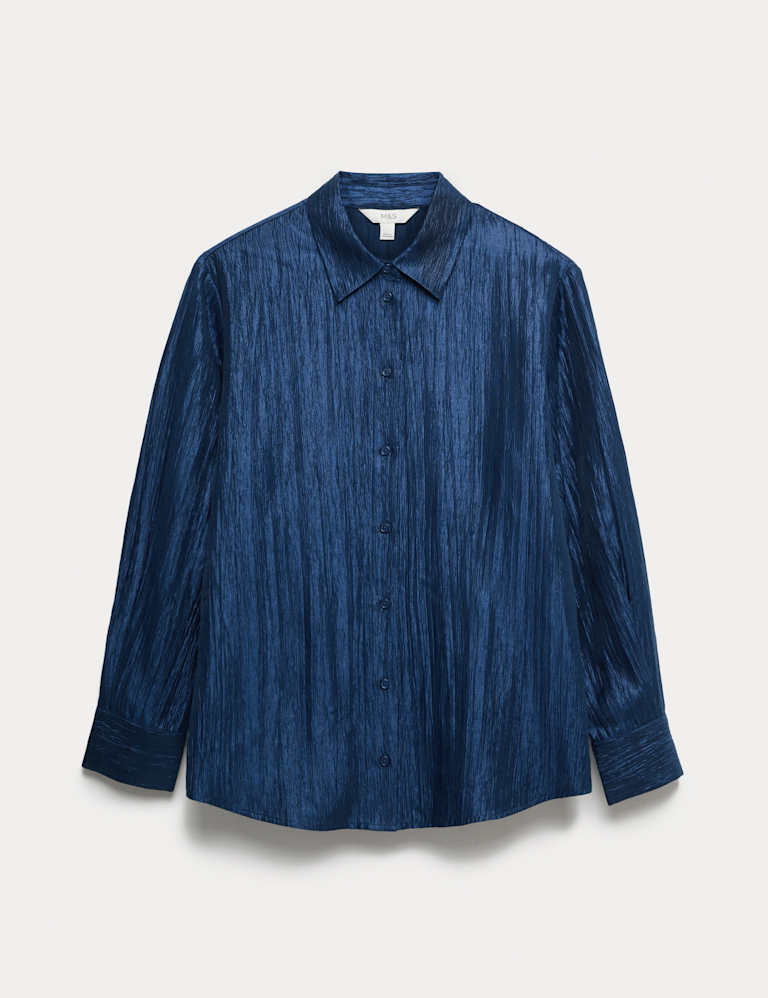 Lyocell Rich Crinkle Collared Shirt