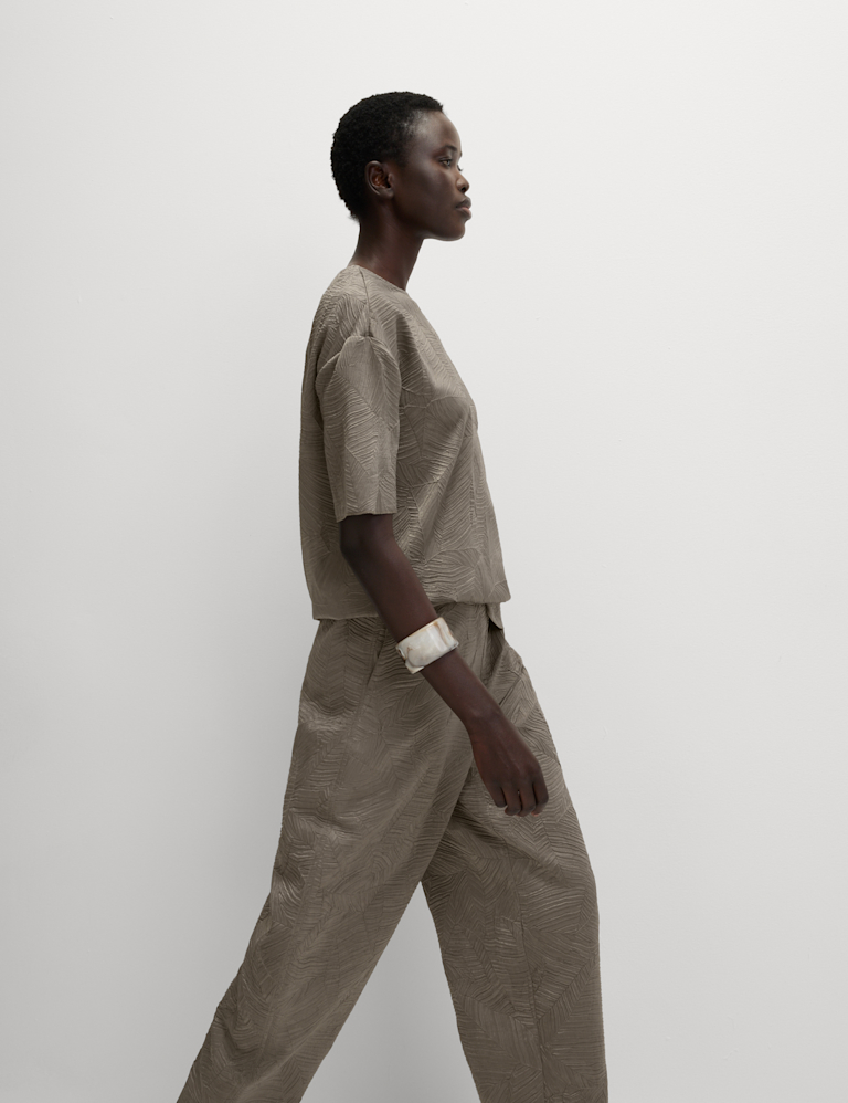 Textured Round Neck T-Shirt